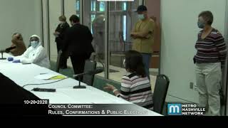10/20/20 Council Committees: Rules Confirmations & Public Elections