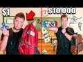 $1 Vs $10,000 BACK TO SCHOOL ITEMS CHALLENGE!! Box Fort YouTube School Part 1: Fortnite, Toys  📦