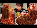 Mukbang 매워도 생각나는 꿀조합 🔥 실비김치, 파김치, 짜장라면 핫케이크 핫도그 먹방