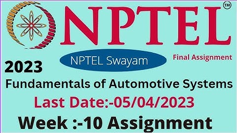 NPTEL // Fundamentals of Automotive Systems // Week-10 // assignment week 10 @educationwallah7735
