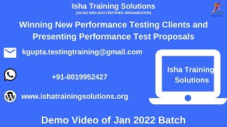 Winning New Performance Testing Clients and Presenting Performance Test Proposals Demo Video. Profile