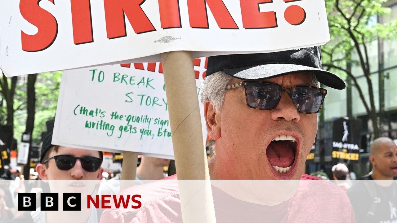 SAG strike: Stars join picket line in massive Hollywood protest – BBC News