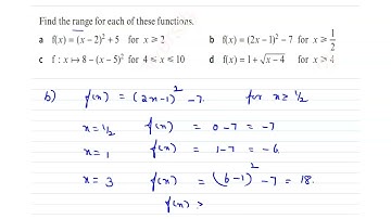 Cambridge AS and A level - Chapter 2 - Functions - Exercise 2A(7)-Find the range for each of these