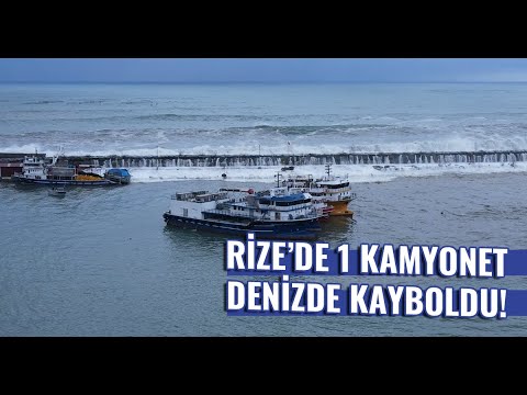 Rize'de arabanın denize düşme anı kameralara yansıdı