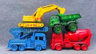 Learn Colors and Cars Names with Cars Toys Excavator Concrete Mixer Dump Truck F493B