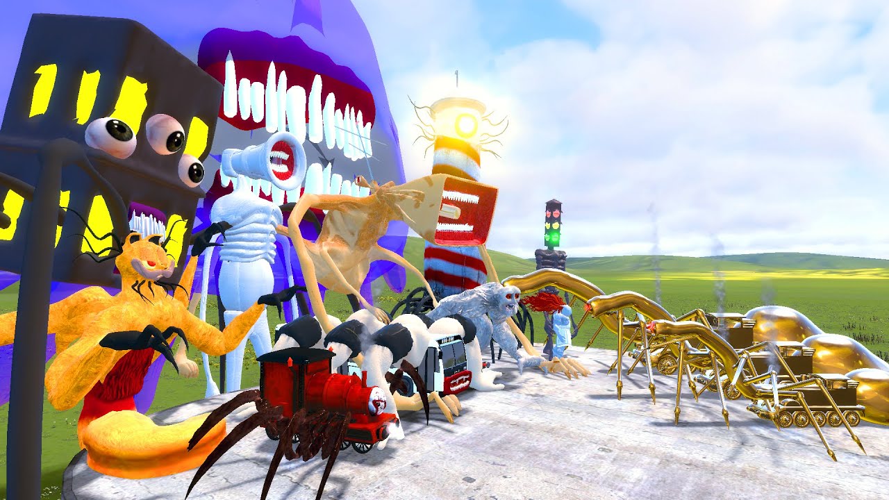 THOMAS GOLDEN VS ALL MONSTER GIANT: TV HEAD, CURSED TRAIN, BUS EATER, CHOO CHOO CHARLES, LIGHT HOUSE