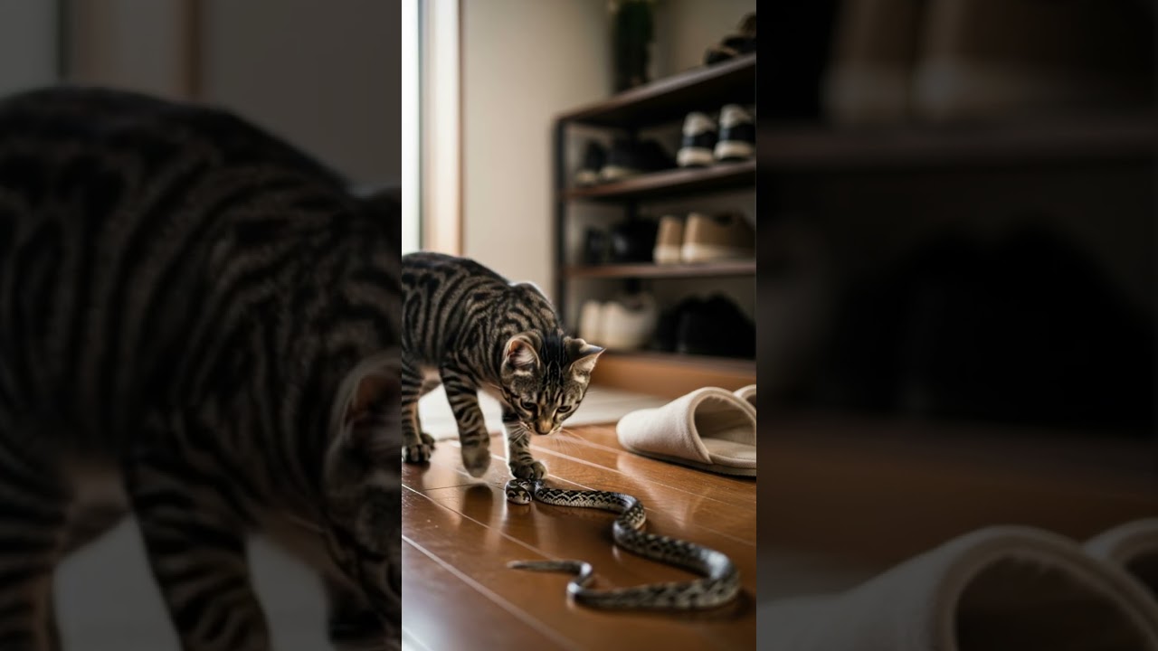 When a Cat Meets a Snake... Only One Walks Away Unharmed 