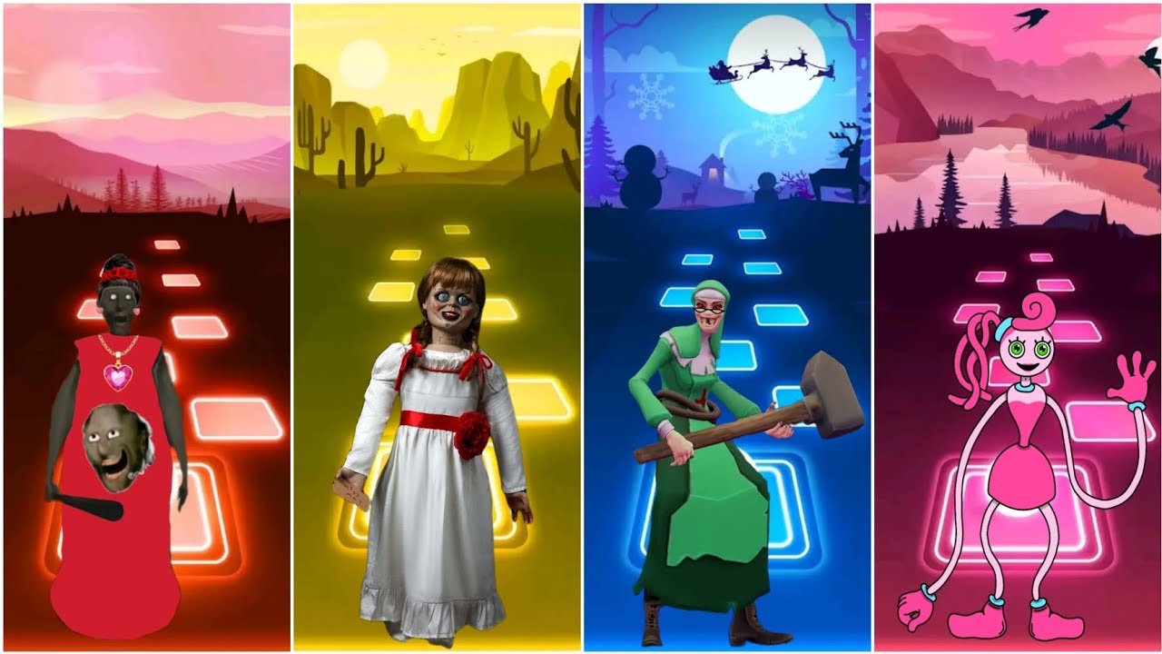 Granny Vs Annabelle doll Vs Evil Nun Vs Mommy long legs!!! tiles hop edm rush