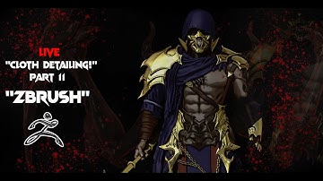 Zbrush character creation (part 11 Detailing cloth) #zbrush #live #conceptart #diablo4