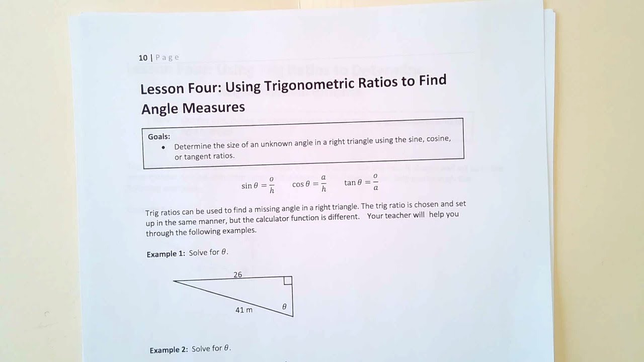 Lesson 4: Using Trig. Ratios to Determine Angle Measurements - YouTube