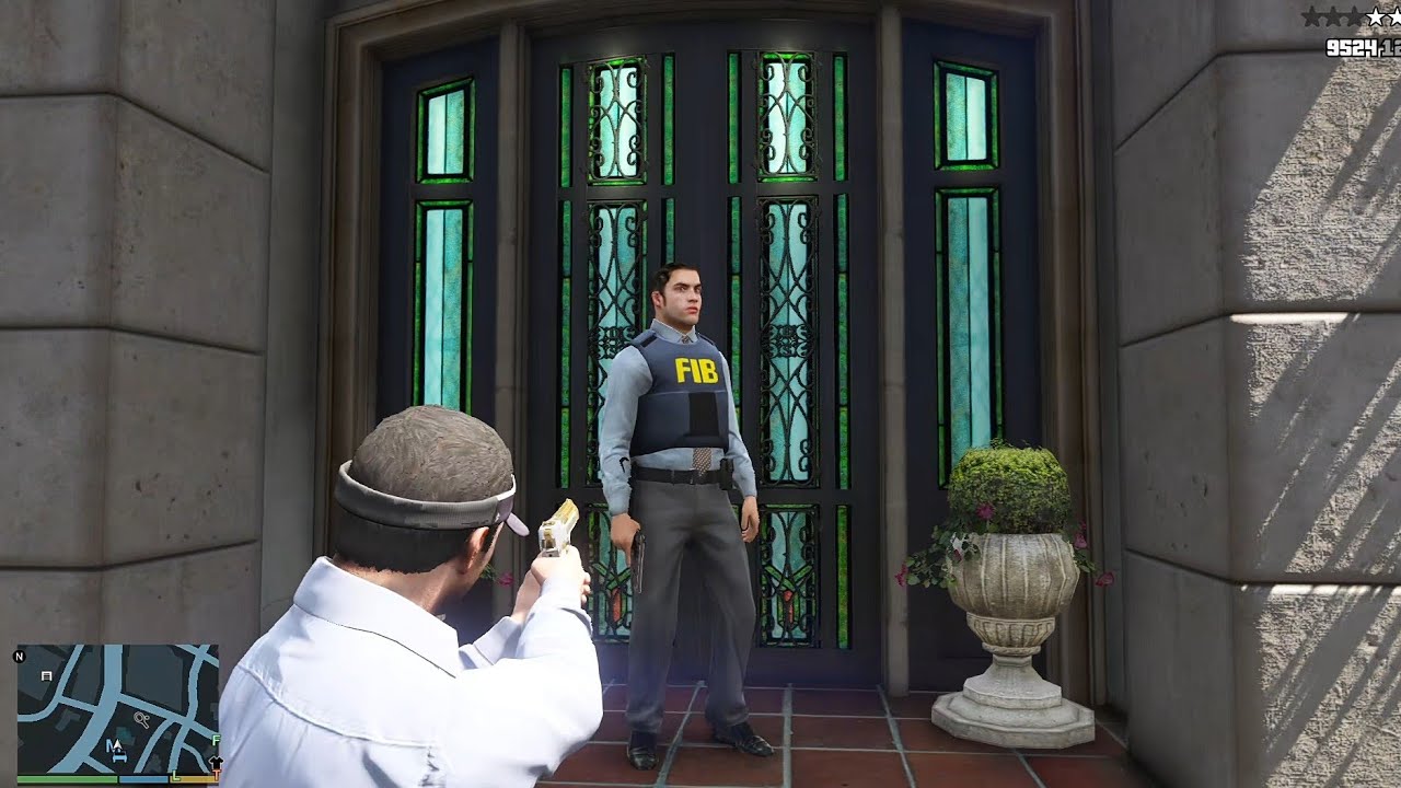 GTA 5 - Michael's House FIB Raid Shootout + Five Star Heat Escape - YouTube