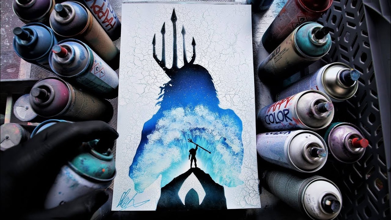 Aquaman Glow In The Dark Spray Paint Art By Skech