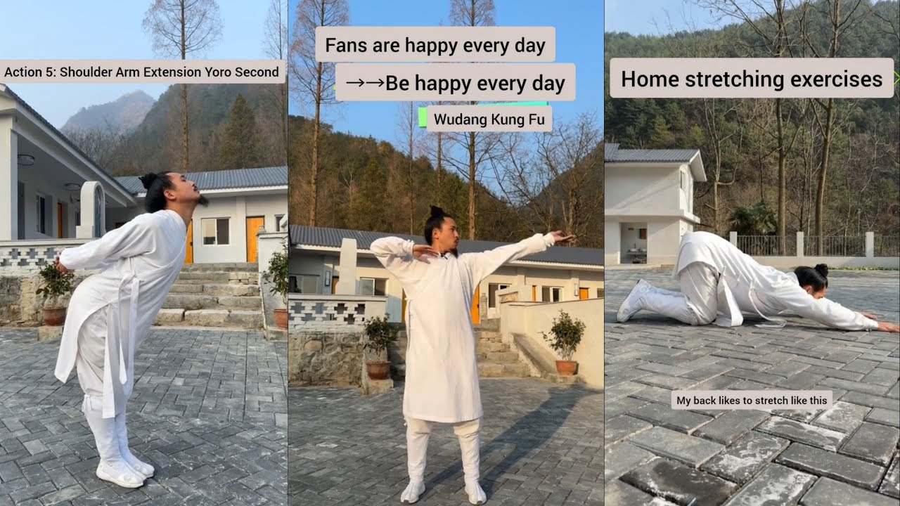 Morning Wudang Kung Fu Stretch Routin🧘‍♂️#WudangKungFu#QigongPractice#HomeWorkout#StretchingRoutine