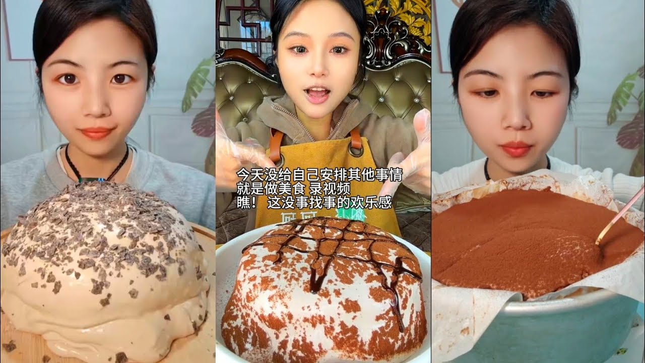 ASMR Eating🍰Chocolate Lava Cream Cake(Soft & Waxy Sound)🍫MUKBANG 케이크 먹방 