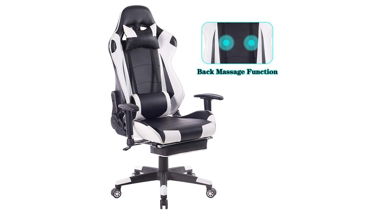 Healgen Back Massage Gaming Chair With Footrest Pc Computer Video