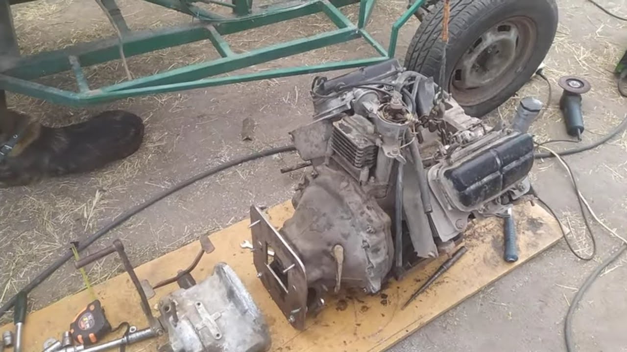 постройка зазоцикла: соединение ДВС ЗАЗ с КПП Днепр,простой вариант без токарки