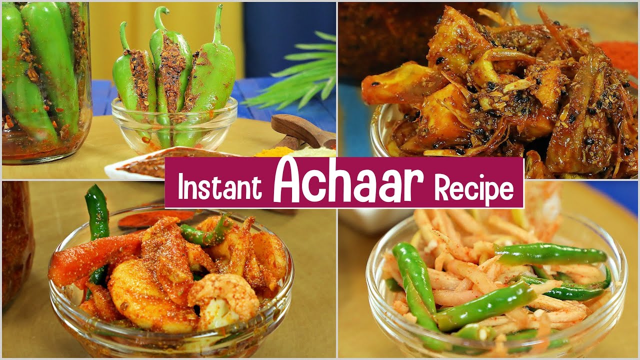 4 Types of Instant Achaar Recipe | CookWithNisha | Cook With Nisha