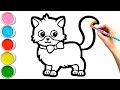 Dessin et coloriage de famille de chats pour les enfants  comment dessiner peindre les bases 253