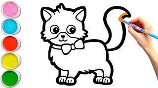 Cat Family Drawing, Painting and Coloring for Kids \u0026 Toddlers | How to Draw, Paint Basics #253