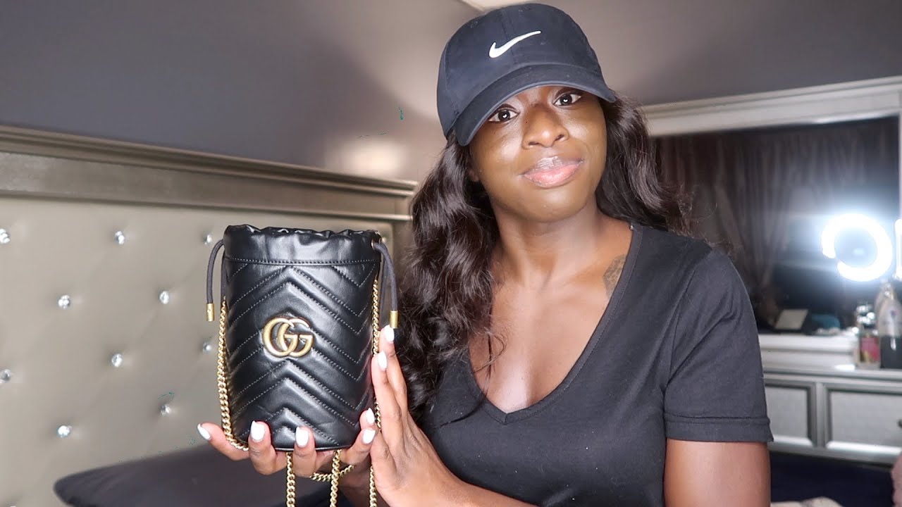 Luxury Unboxing| Gucci GG Marmont mini bucket bag - YouTube