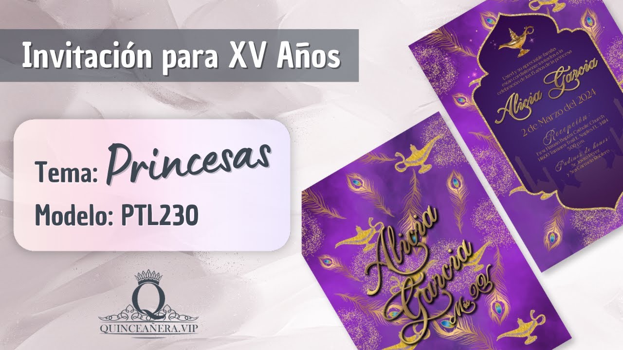 Invitaciones de 15 años de Jasmín – PTL230, image size:1280x720