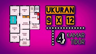 Denah Rumah Ukuran 9x12 Meter 4 Kamar