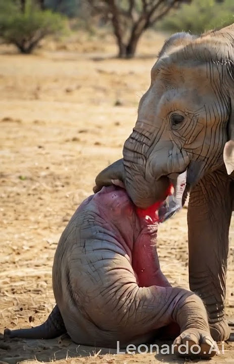 Elephant giving birth