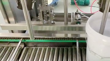 automatic 4 heads 20KG bucket paint filling lids manual feeding press capping machine