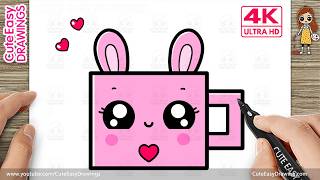 how draw cute bunny mug easy kawaii cup drawing kids step