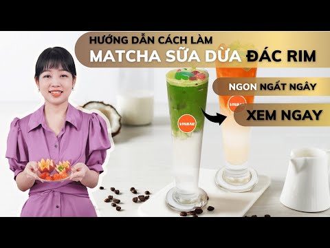 (vietnamese) Hướng Dẫn Cách Làm Matcha Sữa Dừa Đác Rim/How to Make Coconut Milk Matcha | Nhi Vinbar