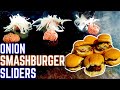 THE BEST ONION SMASHBURGER SLIDERS ON THE GRIDDLE! TAILGATE SMASHBURGERS FOR GAME DAY - EASY RECIPE!