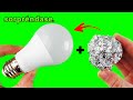 Simplemente coloque el papel de aluminio en la bombilla LED💡 y sorpréndase.