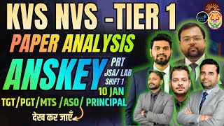 KVS NVS Tier 1 Answer Key 2026 | KVS NVS Paper Analysis | PRT JSA Lab Shift 1 | 10 Jan Exam