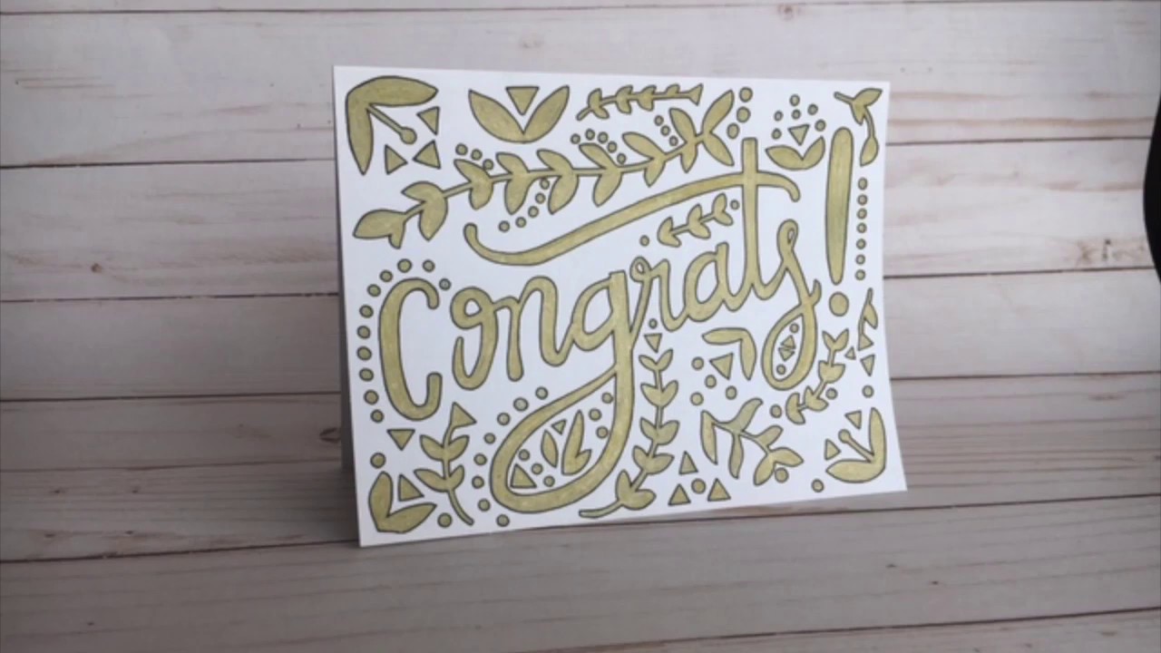 Easy & Elegant Congratulations Card using 2 pens | DIY | Gold & Black | Design. Draw. Create