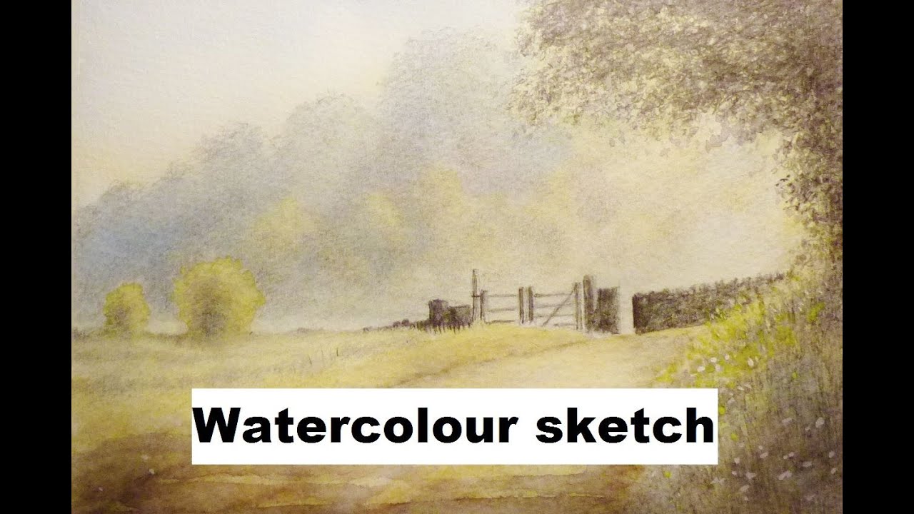 Quick Watercolour Landscape sketch using White nights watercolour - YouTube