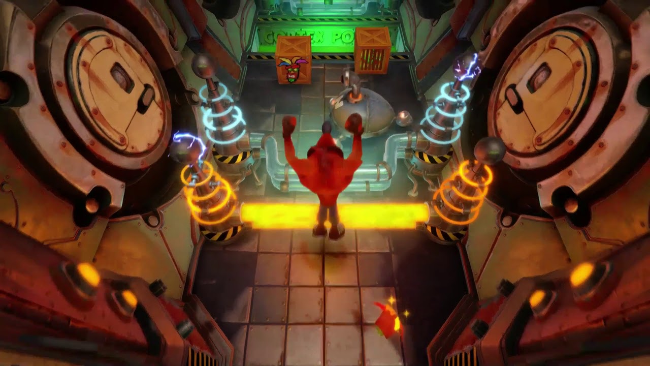CRASH BANDICOOT Heavy Machinery, generator room, ratones tira barriles