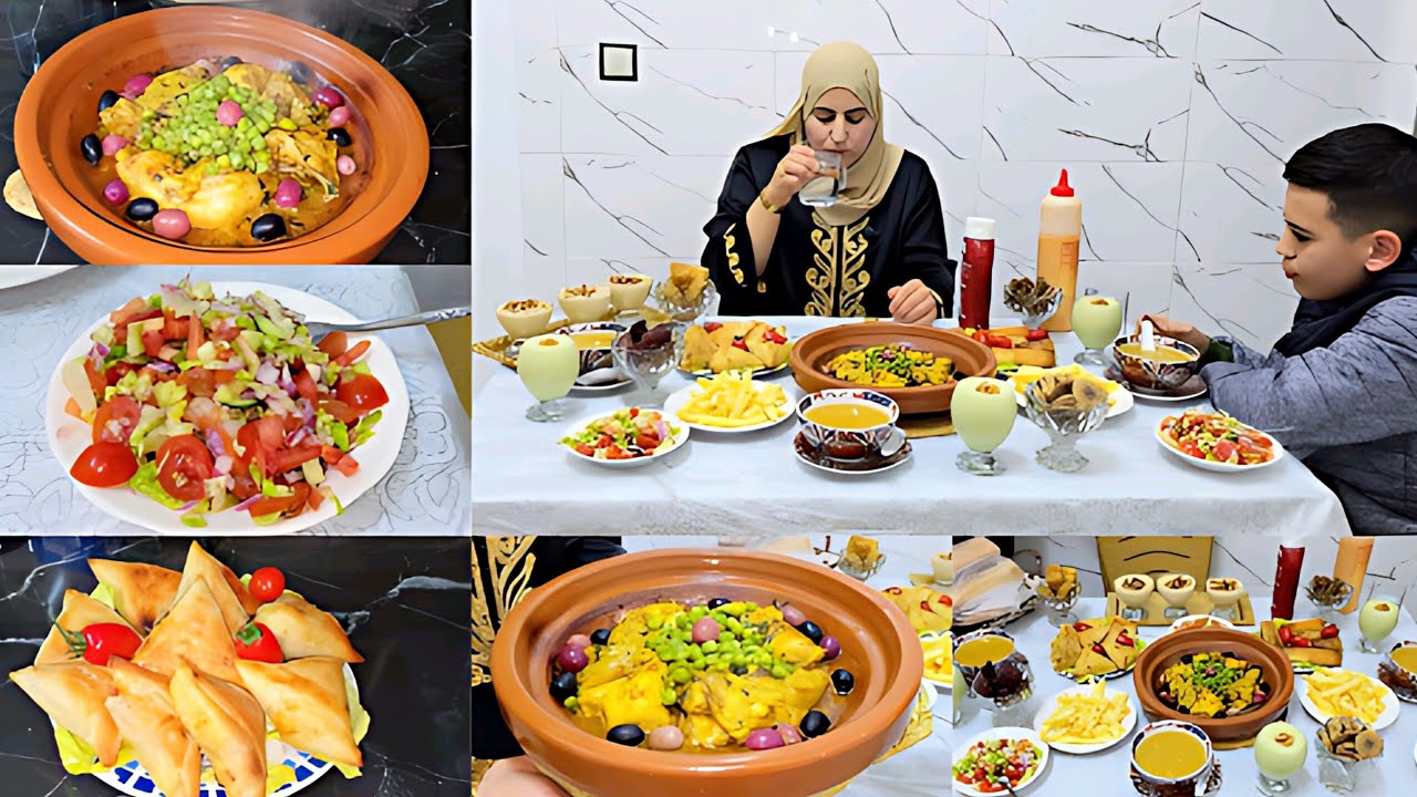 فطور رمضان لليوم 🌙 طاجين الدجاج بالجلبانة والزيتون + تحلية سهلة وخفيفة للسحور