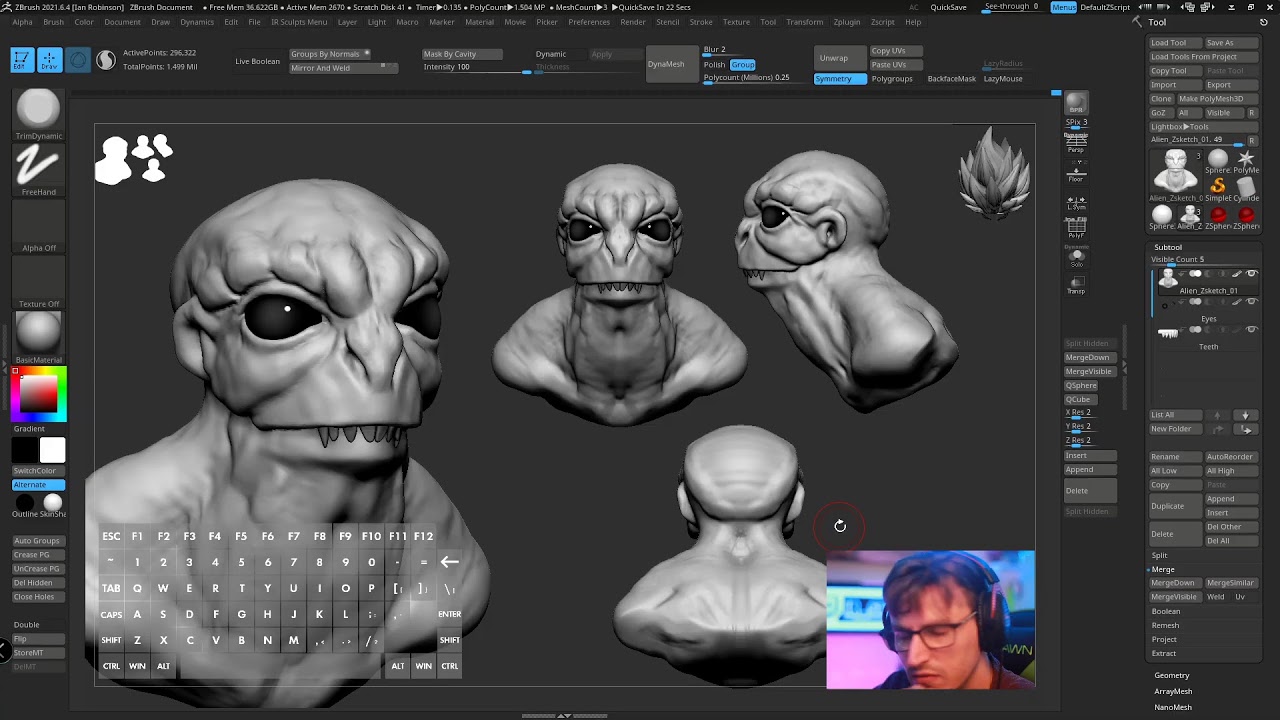 Zbrush Sketching an Alien-Thingy (Zbrush 2021.6.4)