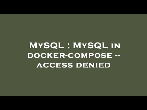 MySQL : MySQL in docker-compose -- access denied