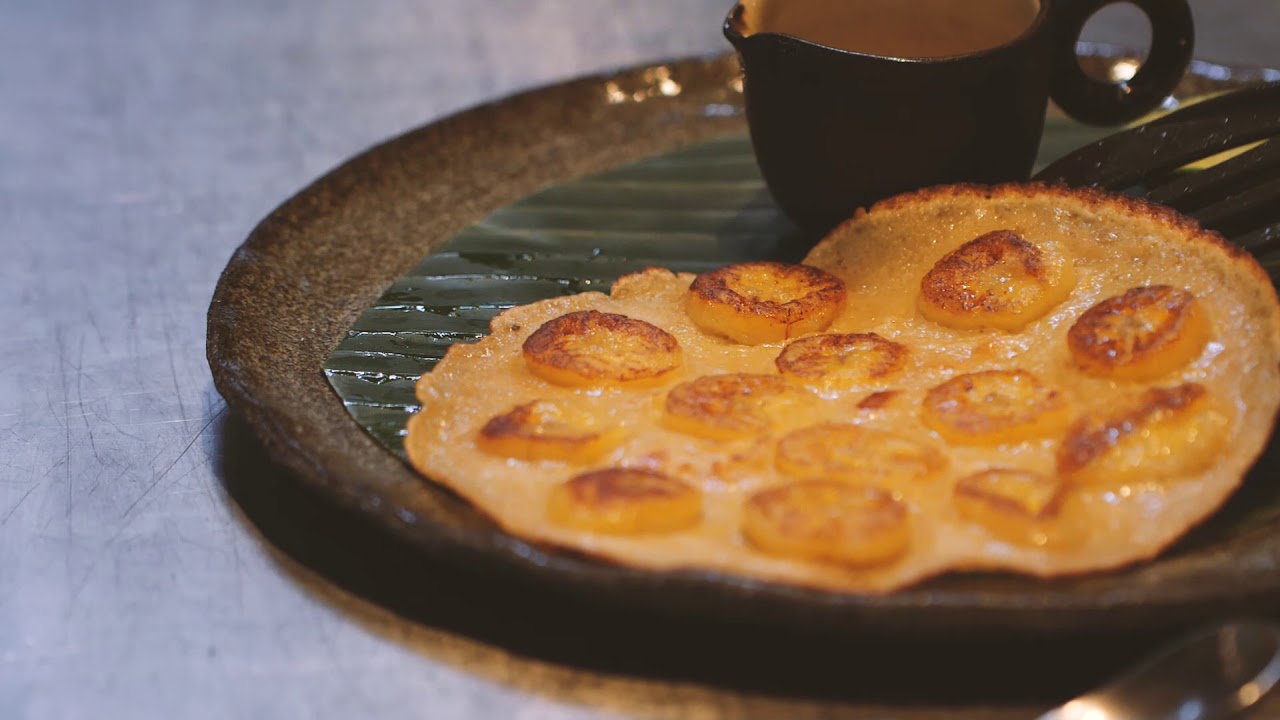 Awesome banana pancakes at Stone House, a boutique b & b in Ubud, Bali