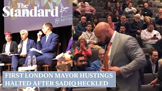 Moment first London mayor hustings is halted after Sadiq Khan heckled over knife crime record