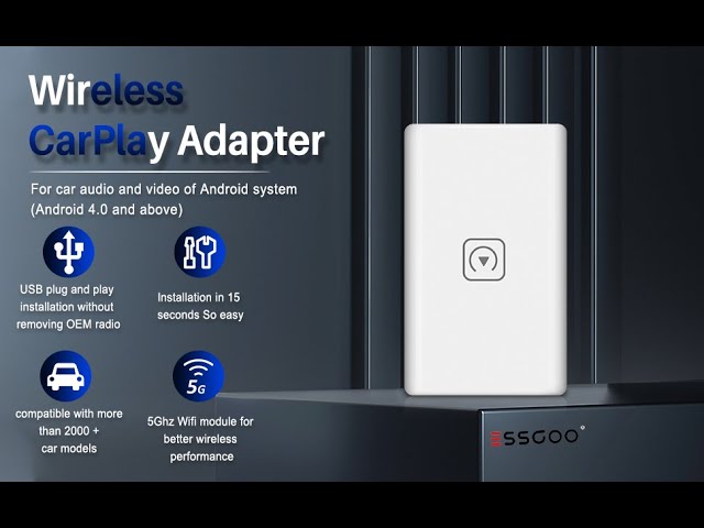 Adaptateur Carplay sans fil ESSGOO pour Android Cars Stereo, Plug