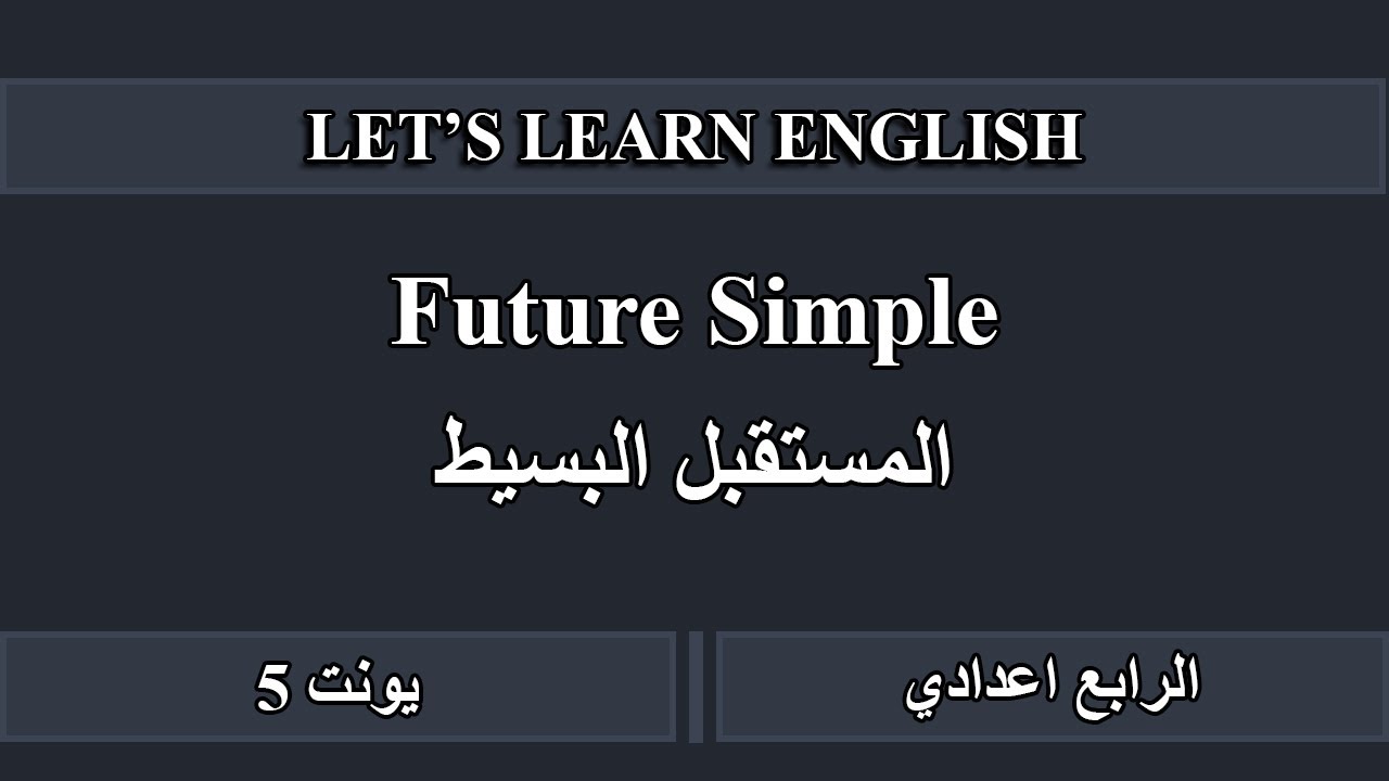 Future Simple. المستقبل البسيط للرابع اعدادي يونت 5