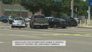 Woman dies, 5 injured after multi-vehicle wreck near Hickory Hill