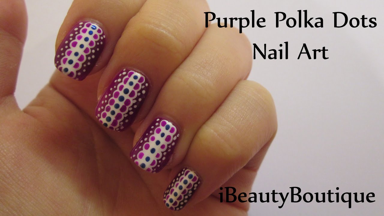 1. Purple polka dot nail art tutorial - wide 2