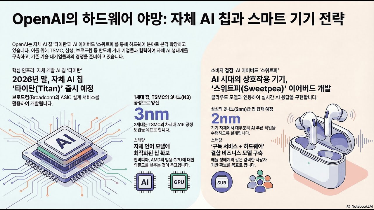 오픈AI, 자체 AI칩 타이탄 TSMC 협력, AI이이폰 스윗피 삼성전자 협력(26.01.15)