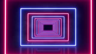 Neon Glow Frame Tunnel Fluorescent Lights Square Shapes Reflections 4K VJ Loop Background