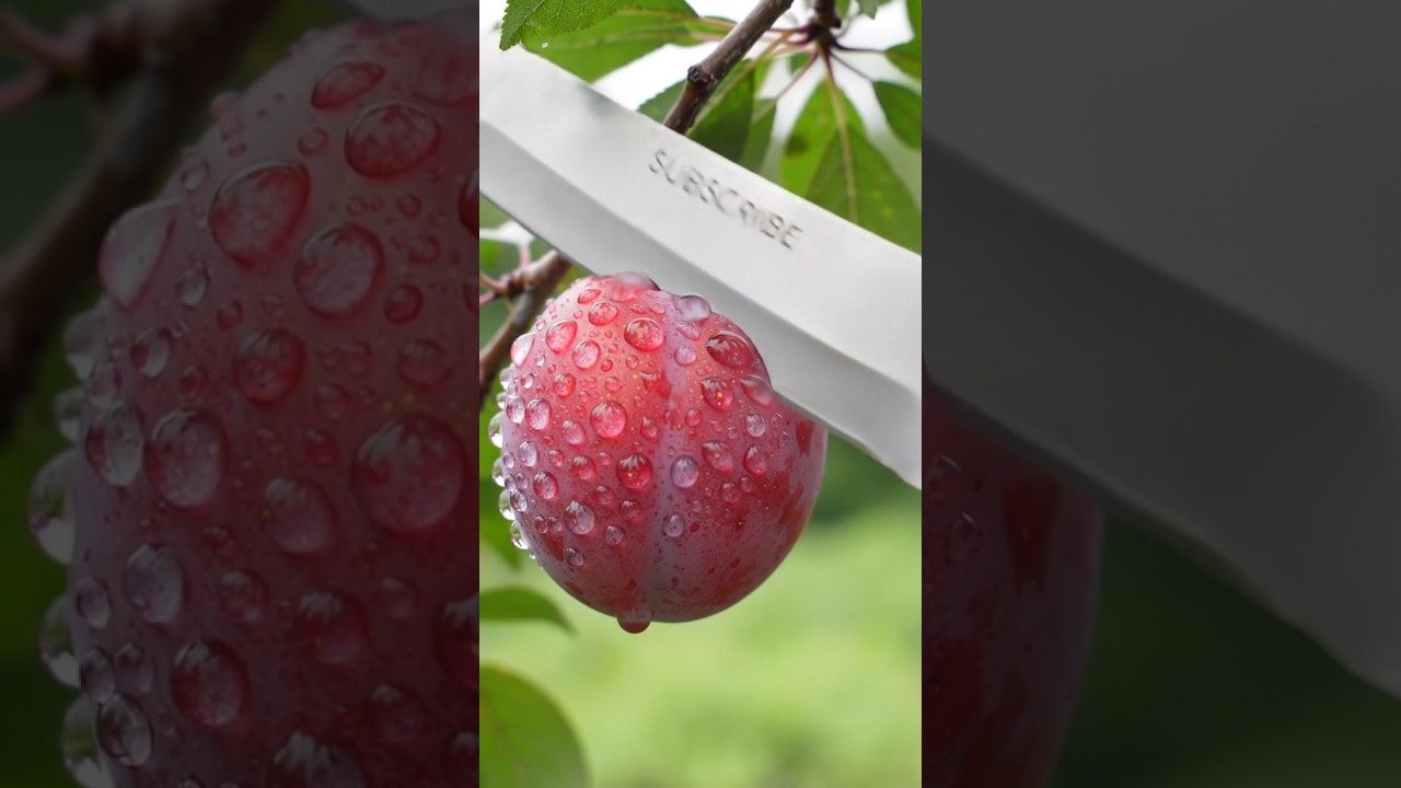 New red plum fruit cutting ✂️ AI video|new red plum satisfying ⭐ ASMR 