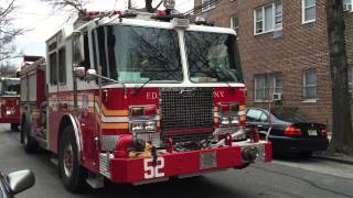 FDNY TOWER LADDER 46, FDNY ENGINE 52 & FDNY LADDER 52 TAKING UP FROM 10-75 FIRE ON W. 238TH ST.