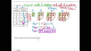 U1L3 A Patterns and Rules Arithmetic Sequences Video #2
